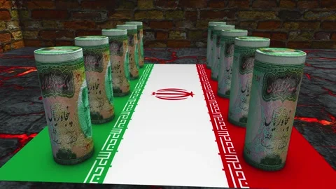 Iran Flag - 50 Rial Currency Concept - 3 Stock Footage 269687952