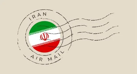 Iran flag air mail postmark vector stamped on a letter with a distressed, g.. Stock Illustration