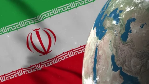 Iran Flag and Iran Map on Earth Globe 4K Stock Footage 220778674