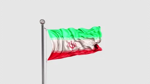 Iran Flag  Animation Loop Include Alpha 3D Rendering Video stock 312076147