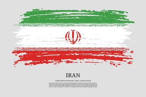 Iran flag with brush stroke effect and information text poster, vector Illustrazione stock