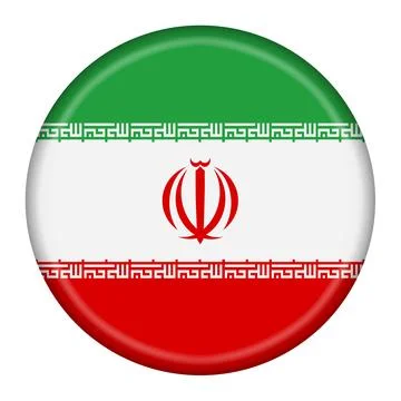 A Iran flag button 3d illustration with clipping path Stock Illustration