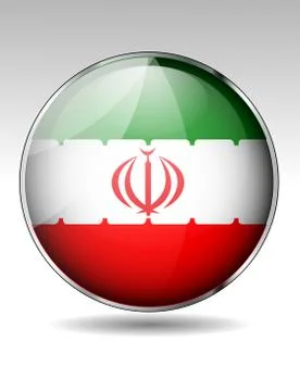 Iran flag button Stock Illustration