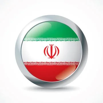 Iran flag button Stock Illustration