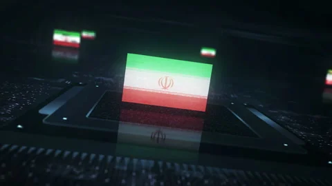 Iran flag on computer cpu Stock Footage 297016076