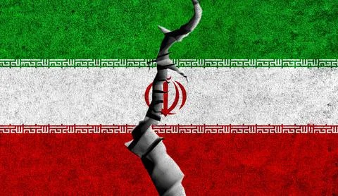 Iran flag on cracked wall background Stock Illustration