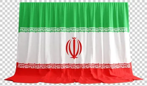 Iran Flag Curtain in 3D Rendering Reflecting Iran's Rich Heritage Illustrazione stock