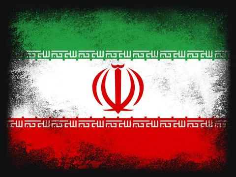 Iran Flag design composition of exploding powder and paint, isolated on a bla Stock Illustration