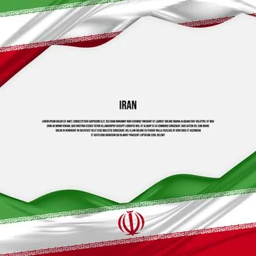 Iran flag design. Waving Iranian flag made of satin or silk fabric. Stock Illustration