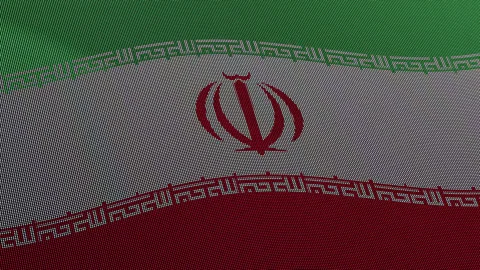 Iran Flag Digital Particle Waving Seamless Loop Animation on Black Background Stock Footage 339302742