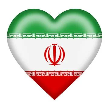 An Iran flag heart button isolated on white with clipping path Stock Illustration