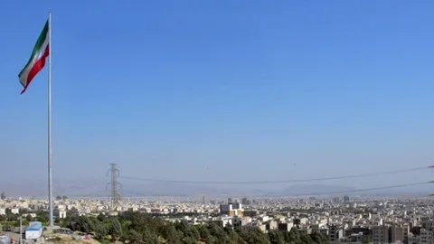 Iran flag &amp; landscape Stock Footage 74874238