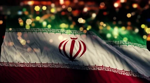 Iran Flag Light Night Bokeh Abstract Loop Animation 4K Stock Footage 47608824