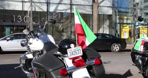 Iran flag on a motorcycle Stock Footage 222860899