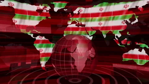 Iran flag news technology earth map animated background Stock Footage 264604635