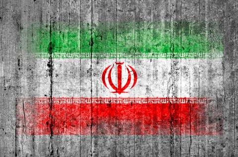 Iran flag painted on background texture gray concrete Stock Photos