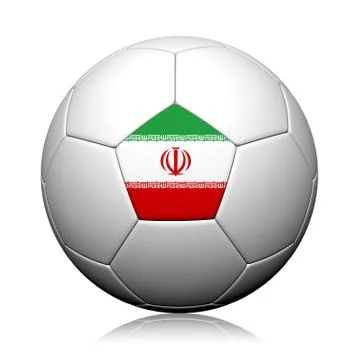 Iran flag pattern 3d rendering of a soccer ball Stock Illustration