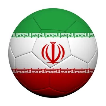 Iran flag pattern 3d rendering of a soccer ball Stock Illustration