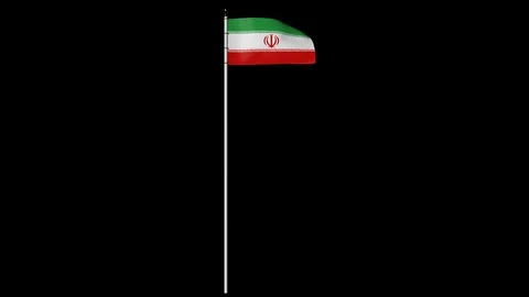 Iran Flag on Pole with Alpha Channel Video stock 87498117