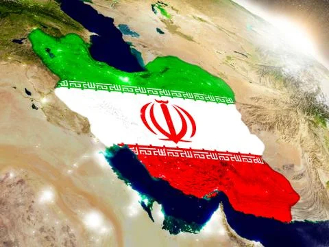 Iran with flag in rising sun Stock Illustration