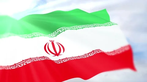 Iran Flag Seamless Loop 4k 60fps on Sky Background Stock Footage 340625113