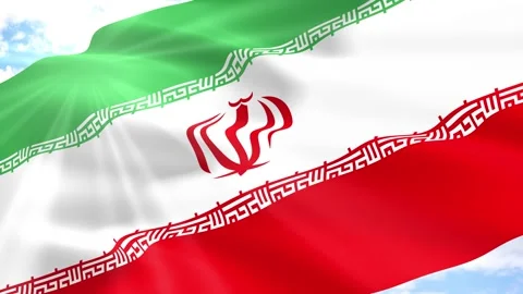 Iran Flag Seamless Loop 4k 60fps on Sky Background Stock Footage 341561951