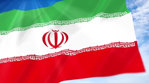 Iran Flag Seamless Loop 4k 60fps on Sky Background Stock Footage 341674108