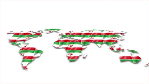 Iran flag wave 3d earth map animation white background Stock Footage 264294451