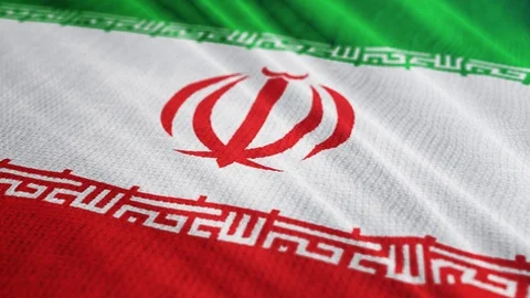 Iran flag is waving 3D animation.  Stock Footage 100757786