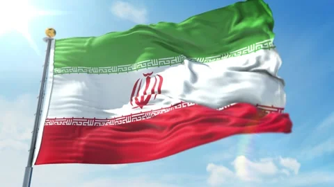 IRAN FLAG WITH WAVING AND LOOPING ANIMATION Stock Footage 131302604