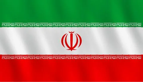 Iran flag with waving effect, official proportion. Illustrazione stock