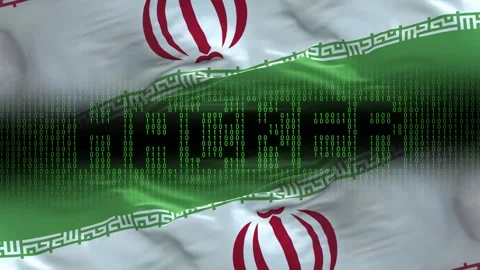 Iran flag - Waving flag on matrix binary code background Stock Footage 321420102
