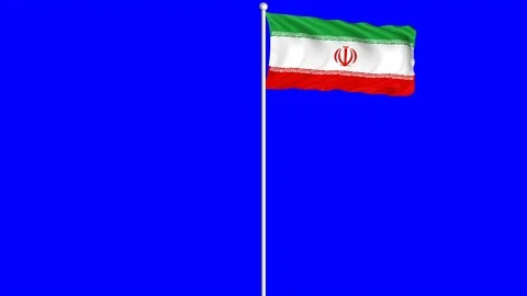 Iran Flag Waving Fluttering on Wind Loopable Green Blue Screen Matte Stock-Footage 77579743