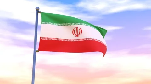 Iran Flag waving in the high wind Stock Footage 154375822
