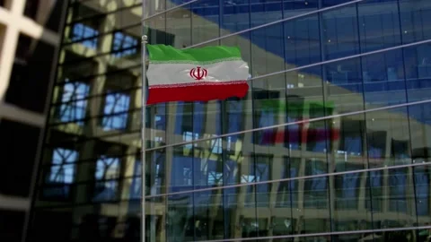 Iran Flag Waving On A Skyscraper Building Stock Footage 146139072