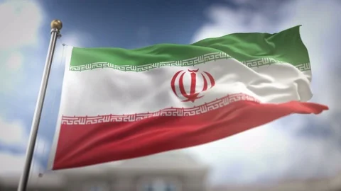 Iran Flag Waving Slow Motion 3D Rendering Blue Sky Background - Seamless Lo.. Stock Footage 75320532