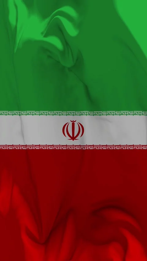 Iran Flag Waving in Slow Motion Loop Animation, Vertical Format Stock Footage 337334336
