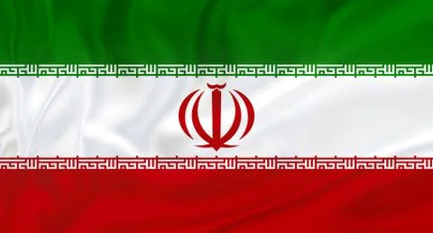 Iran flag waving in the wind. Close Up Stock Illustration