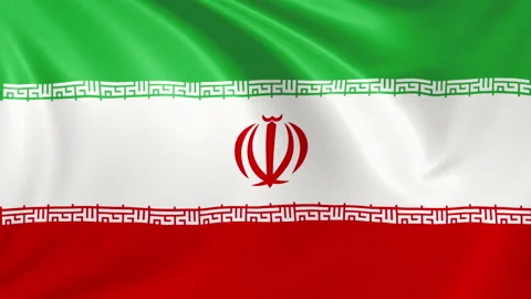 Iran flag waving in the wind with high quality texture in 4K Stock Footage 130439049