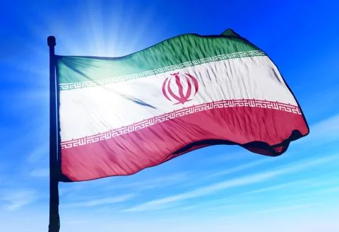 Iran flag waving on the wind Stock Illustration