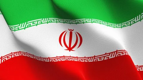 Iran flag waving on wind. Illustrazione stock
