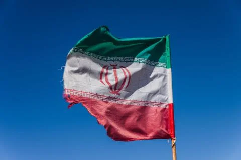 Iran flag waving in the wind Stock Photos