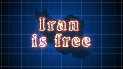 Iran is free, Text by fire. Text appears on a map of Iran. Vídeo Stock 326214358