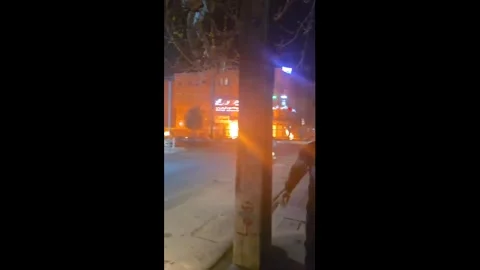 Iran: Gasoline pipelines exploding on Shahran Boulevard in Tehran after I... 動画素材 330435189
