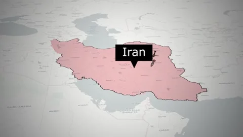 Iran Geopolitical Map Animation Displaying Military Strike and Regional Conflict Stock Footage 326738503