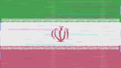 Iran Glitch Flag Vector - RGB Split Digital Video Frame Design Stock Illustration