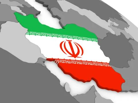 Iran on globe with flag Stock Illustration