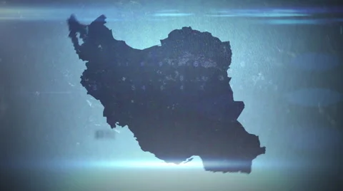 Iran - Grungy Hitech Map Outline Stock Footage