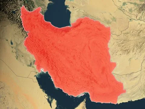 Iran highlighted on realistic map Stock Illustration