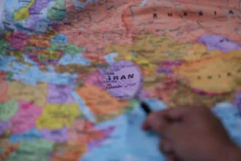 Iran Highlighted on World Map Stock Photos